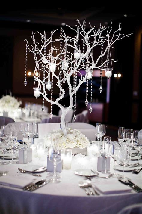 White Winter Wedding Table Decor