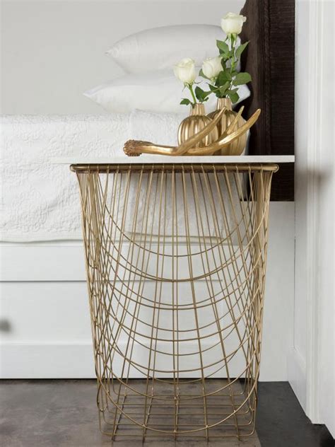 White Wire Basket Storage Table