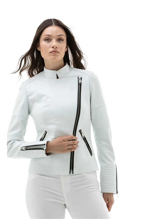 White Womens Motorcycle Jacket
