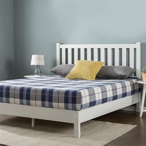 white wood queen size bed frame