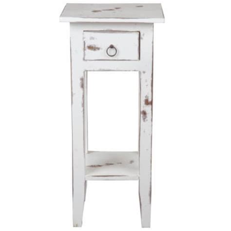 Whitewash End Table With Drawer