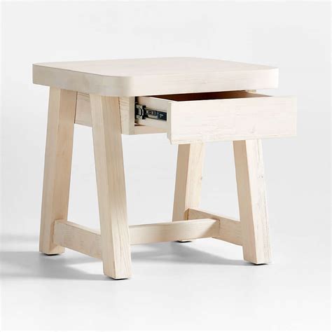 Whitewash End Table With Storage