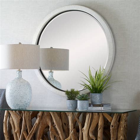 Whitewash Round Wall Mirror