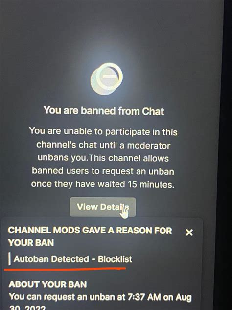 who banned me on twitch