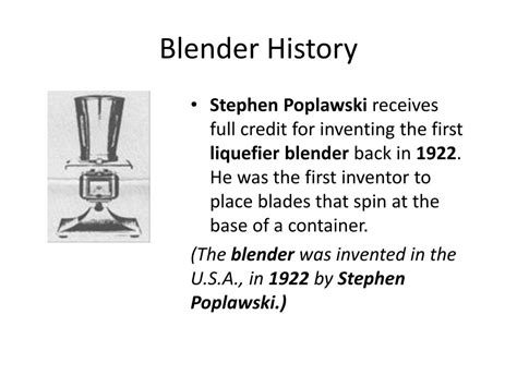 Who Invented The Blender In 1922