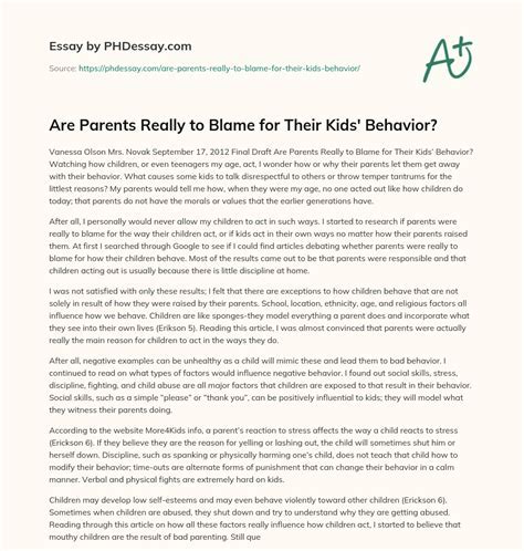 who is to blame for children's behavior
