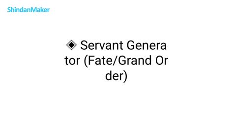 who is your fate servant generator