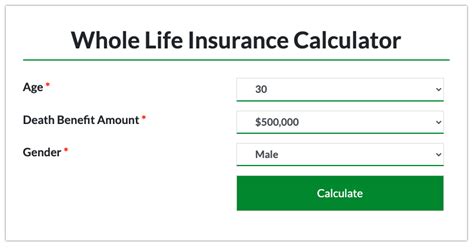 whole life insurance rates calculator