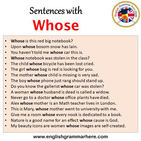 whose word use in sentence