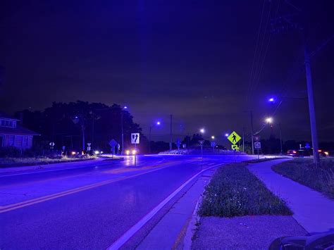 why blue purple street lights