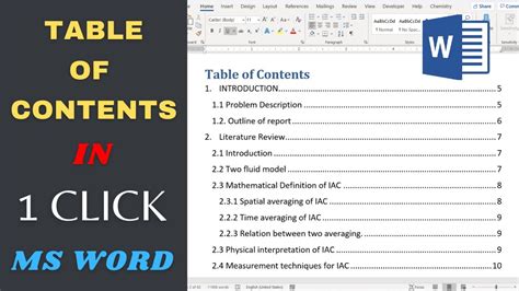 why can't i create a table of contents in word