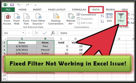 Excel filter not working after a certain row • AuditExcel.co.za