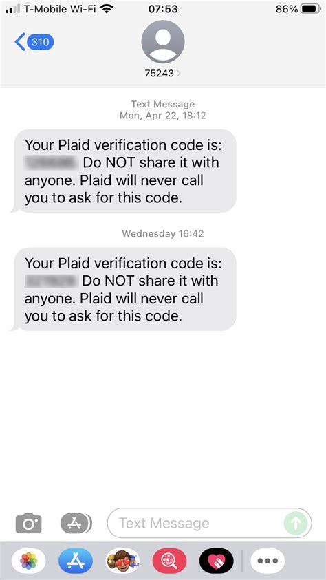 why did i get a plaid verification code text