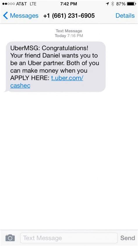 why did uber text me a code