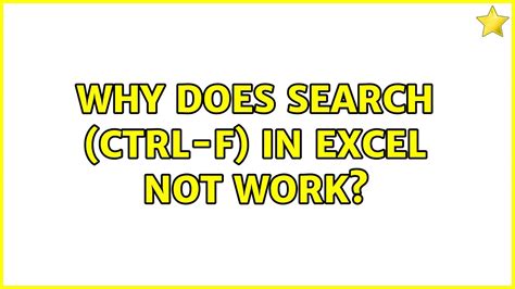 why does search function in excel not work