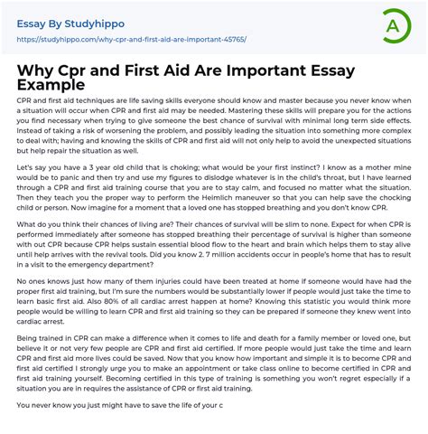 Why Is First Aid Important Essay