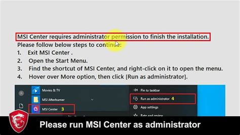 why is msi center not installing