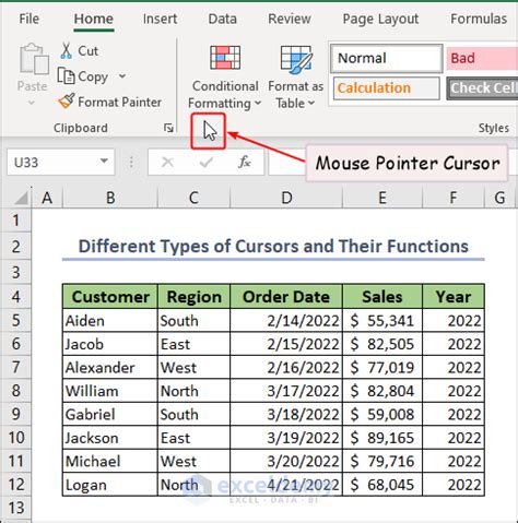 why is my cursor showing as a cross in excel