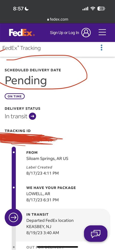 After scheduled delivery, it pending? FedEx