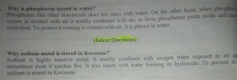 Why Is Sodium Stored In Kerosene And Phosphorus In Water