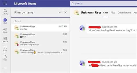 why is teams showing unknown user