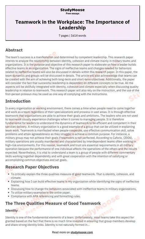why is teamwork important in the workplace essay
