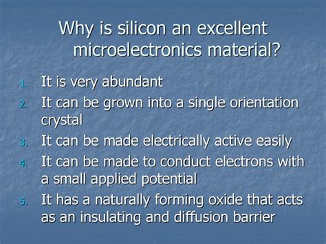 Why Single Crystal Silicon Is Currently The Material Of Choice For Microelectronics Applications