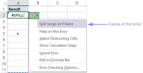 Why Spill Error Excel
