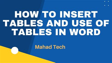 Why Use Tables In Documents