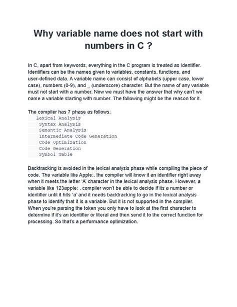 Why Variable Names Cannot Start With Number