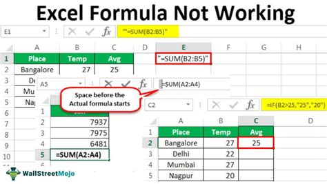 why won't formulas work in excel