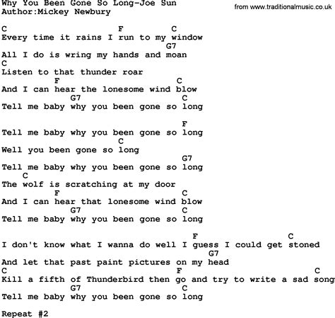 why you been gone so long lyrics and chords