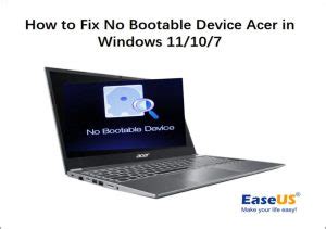 why is my acer computer saying no bootable device