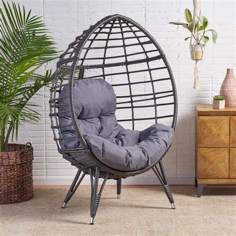 Indoor Wicker Egg Chair with Cushion NH323113 Noble House Furniture