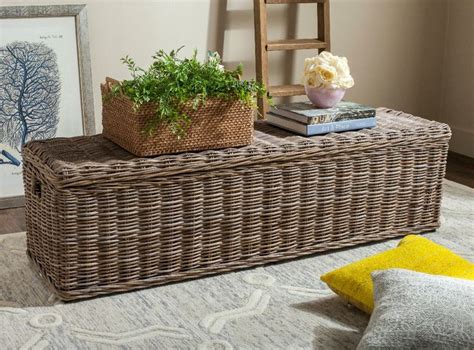 Wicker bench with storage is ideal for small spaces, providing both seating and storage without overwhelming the space.