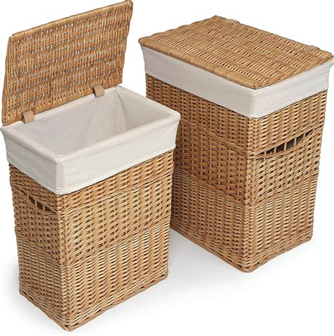wicker hampers with attached lids