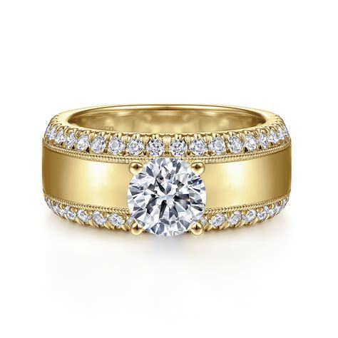 wide gold band engagement rings