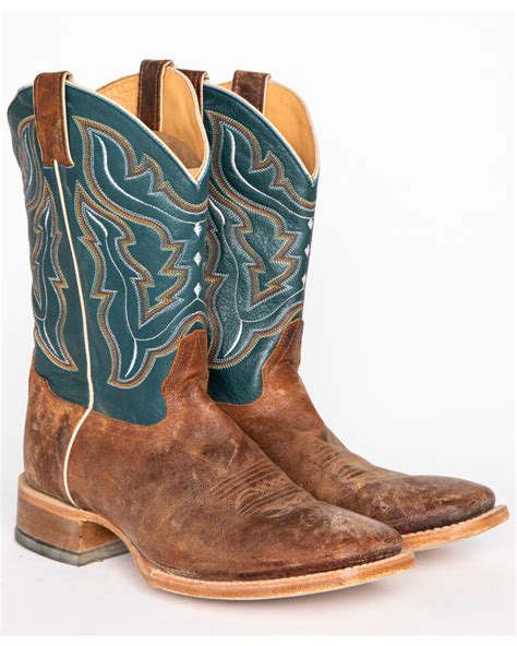 wide square toe cowboy boots for men
