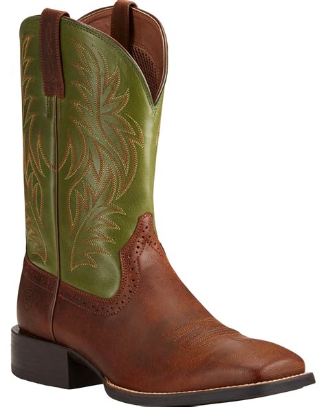 wide square toe cowboy boots for men