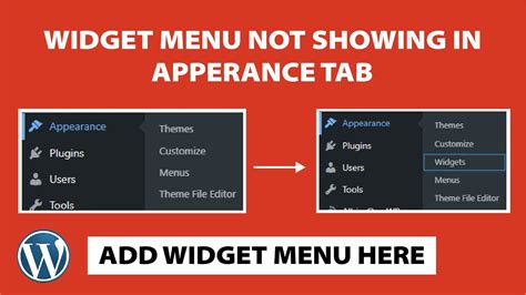 Widget Menu Not Showing In Wordpress