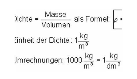 Formeln zur Berechnung von Masse, Volumen und Dichte - YouTube