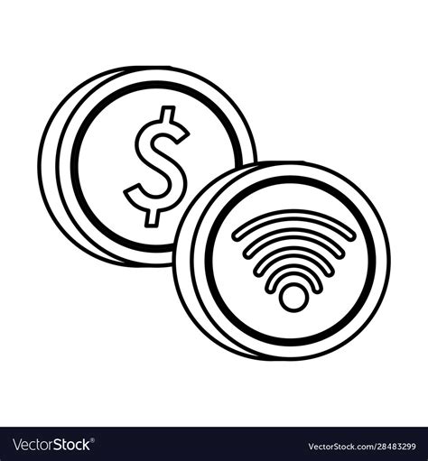 wifi connection signal button with coin dollar Stock Vector Image & Art