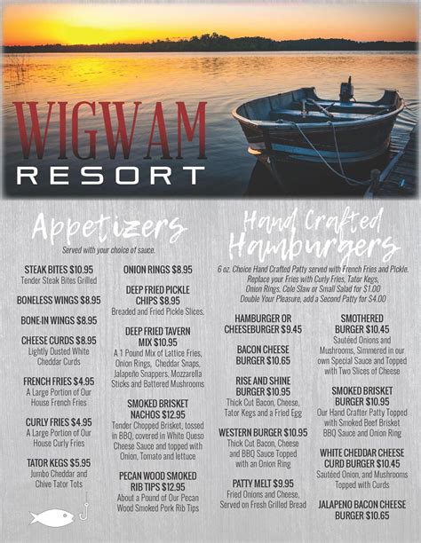wigwam resort restaurant menus