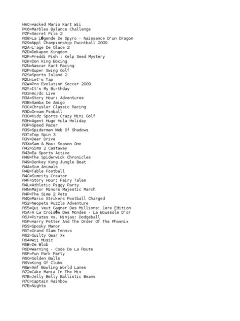 wii play game id list