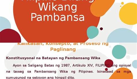 Ang Wikang Pambansa Ng Pilipinas Ay Filipino Artikulo - ayangvlog