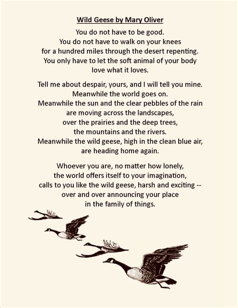 Printable Mary Oliver Wild Geese poem quote wall art decor Etsy