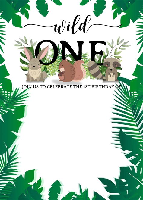Wild One Birthday Invitation, Safari Birthday Invitation, First 1st