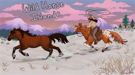 wild horses on island