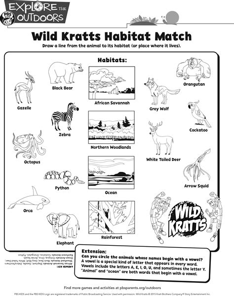 Wild Kratts Activity Sheets