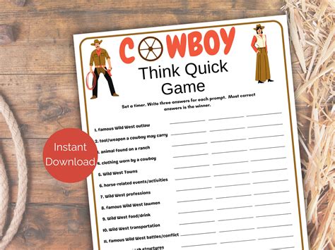Wild West Game Printable